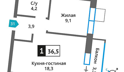 Квартира в ЖК Отрада на Реке