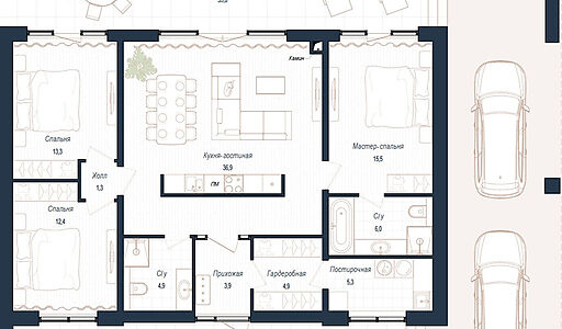 Дом хай-тек в КП Зиккурат