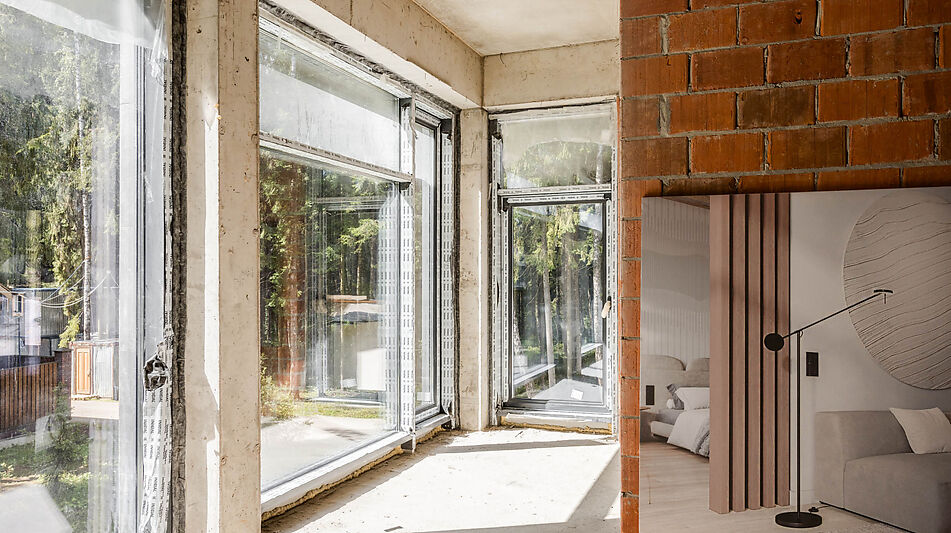 Дом под отделку в сосновом лесу