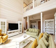 Дом из бруса в лесу у озера