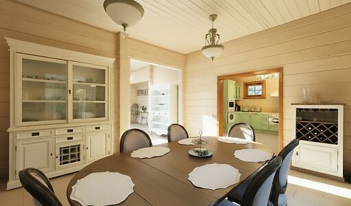 Дом из бруса в лесу у озера