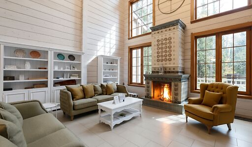 Дом из бруса в лесу у озера