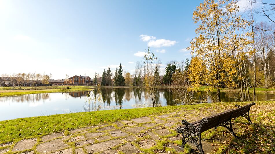 Дом из бруса в лесу у озера