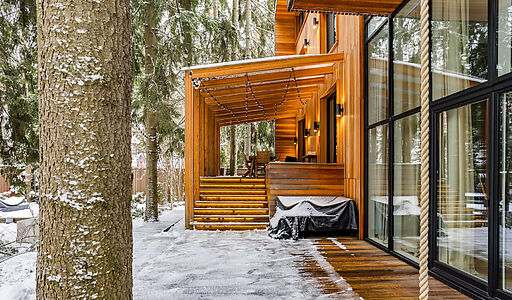 Дом в окружении реликтовых сосен.