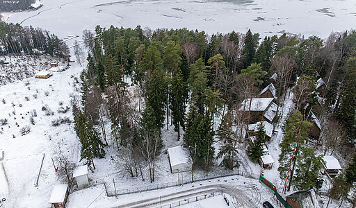 Участок с лесом и причалом у воды