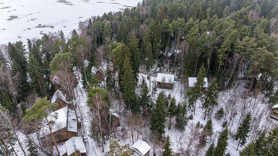 Участок с лесом и причалом у воды