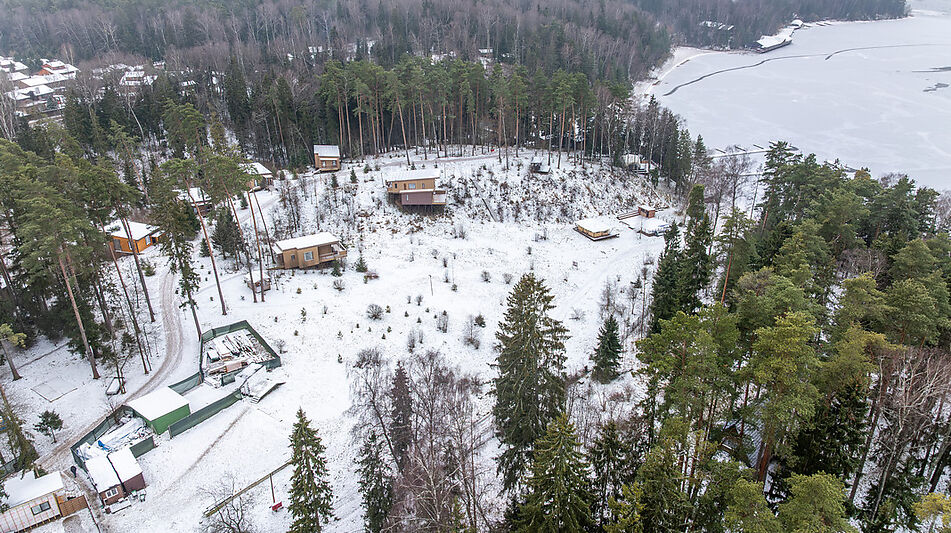 Участок с лесом и причалом у воды