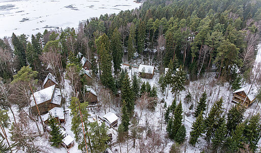 Участок с лесом и причалом у воды