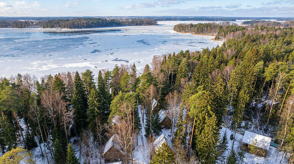 Участок с лесом и причалом у воды