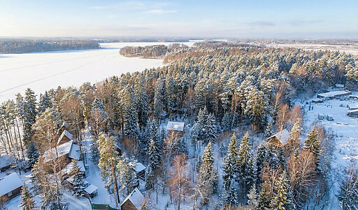 Участок с лесом и причалом у воды