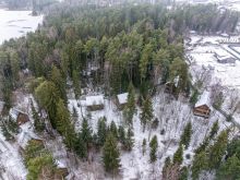 Участок с лесом и причалом у воды