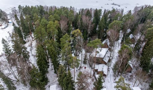 Участок с лесом и причалом у воды