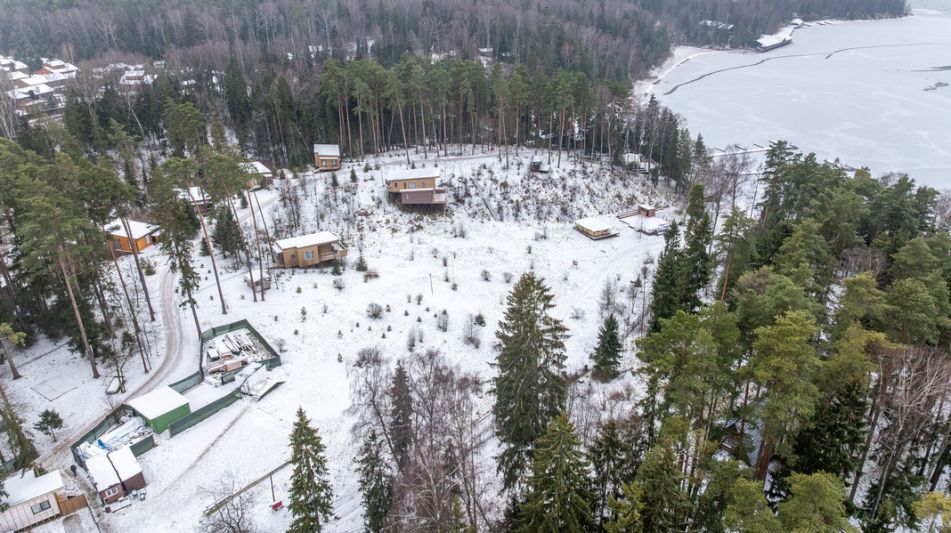 Участок с лесом и причалом у воды