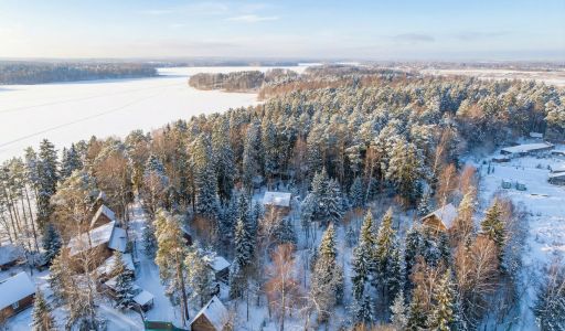 Участок с лесом и причалом у воды